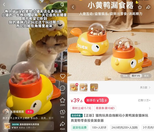 小红书刷到一条卖猫玩具的广告