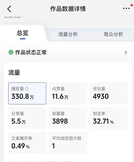 抖音作品数据详情