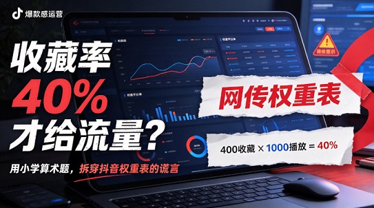 收藏率40%才给流量?一道小学算术题,拆穿抖音权重表的谎言